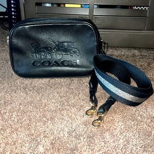 Coach black leather camera bag